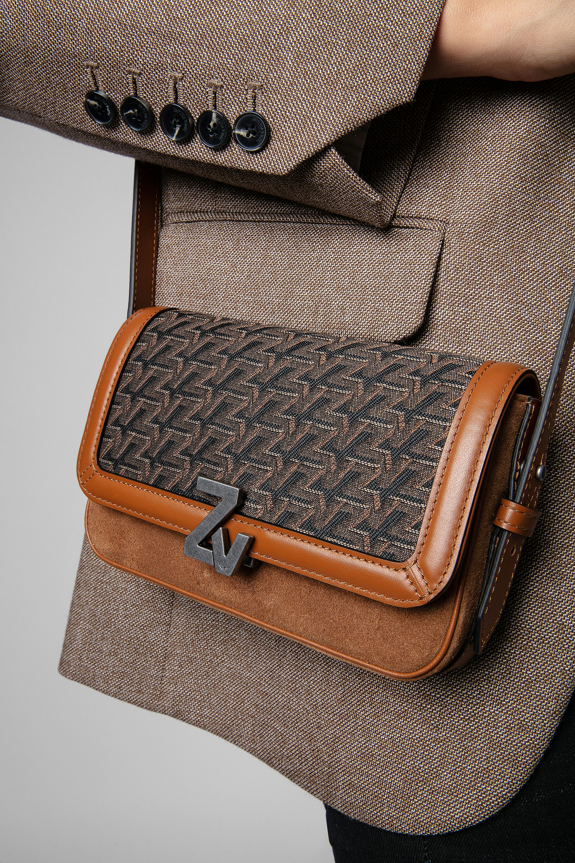 Sac ZV Initiale Le Mini - Sac ZV initiale monogramme ZV et cuir suédé cognac